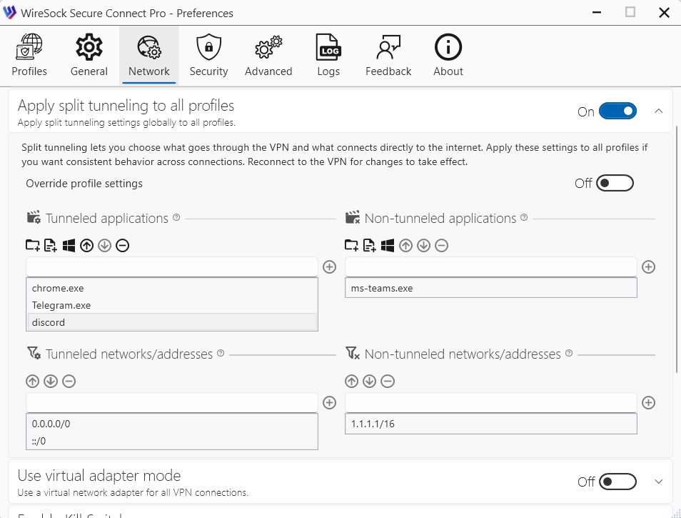 stlit-tunneling settings