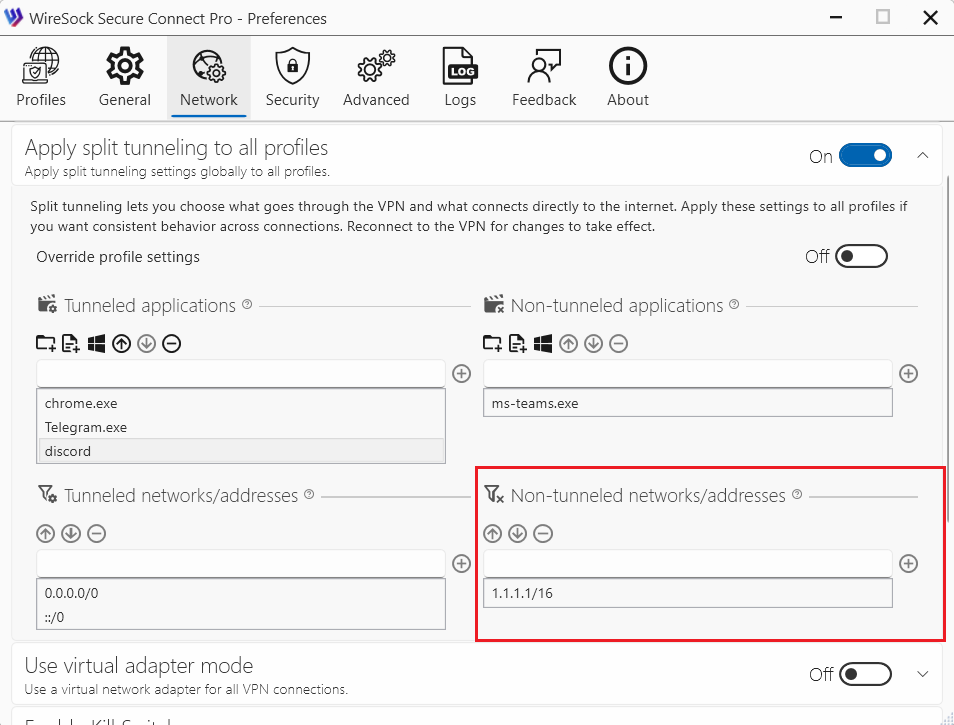 Non-tunneled networks