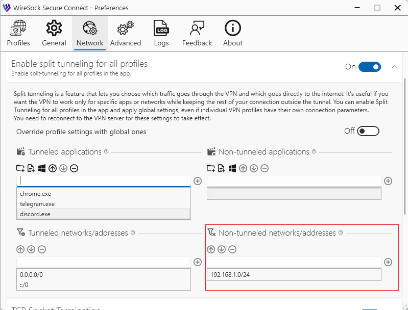 Non-tunneled networks